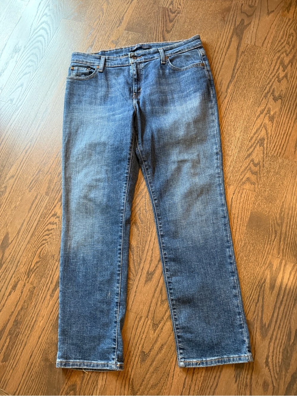 Levi's Indigo mid rise skinny Blue Denim Jeans with Tan Stitching size 14 s/c